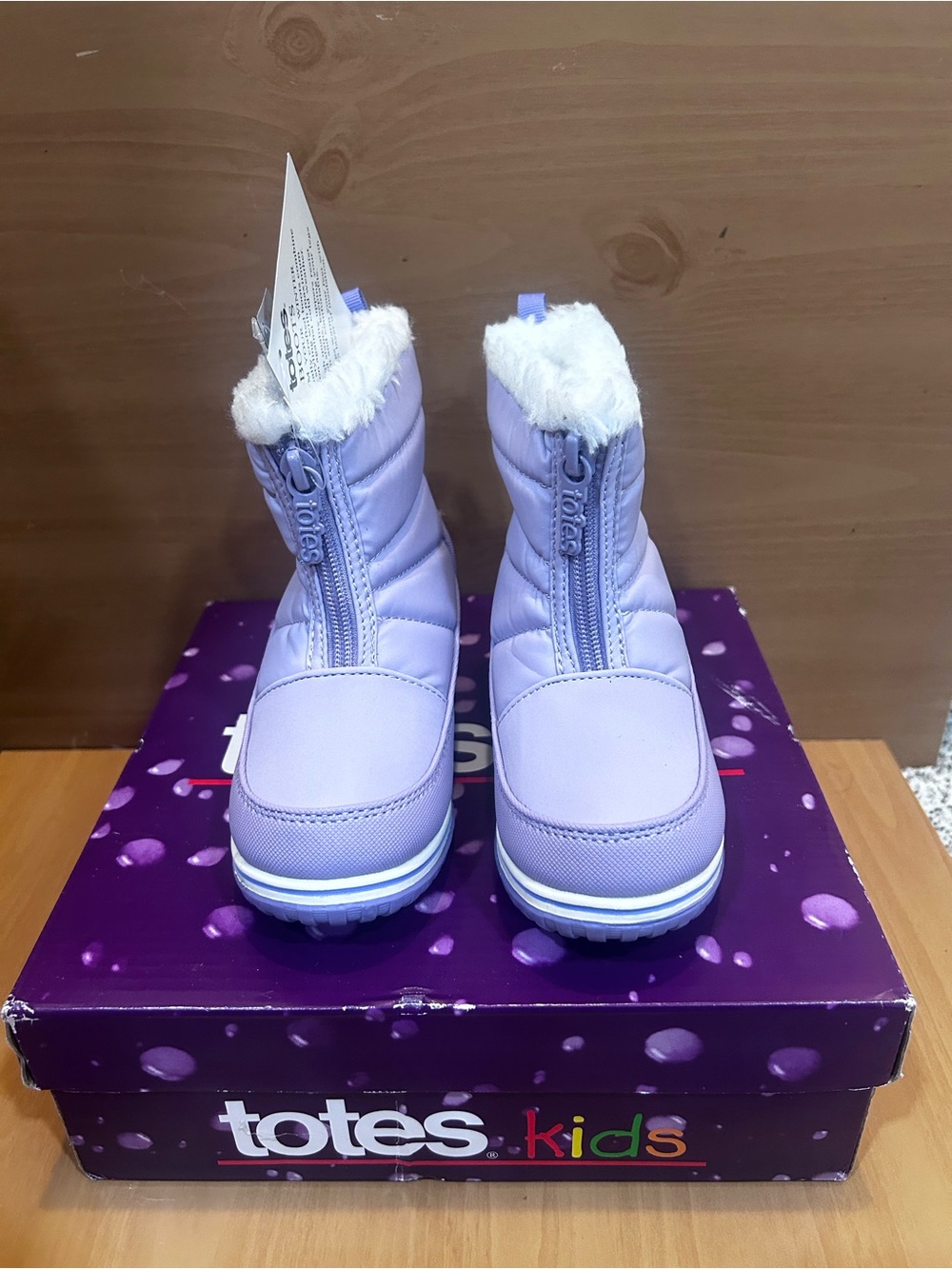 totes Kids Lavender Winter Boots with Faux Fur Trim